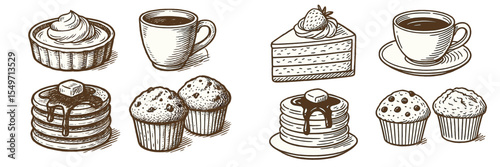 Delicious pastries and coffee displayed on a table, perfect for a cozy morning or afternoon treat