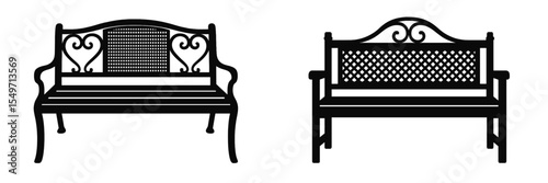 Two distinct designs of garden benches showcasing elegance and simplicity in outdoor seating options