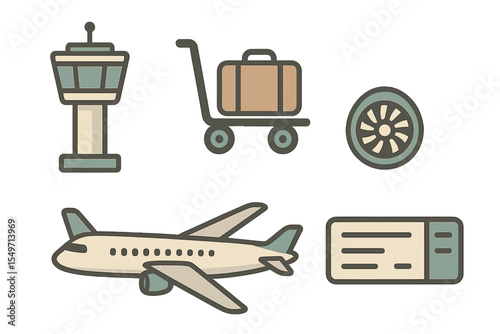 Travel essentials for air journeys including airport elements and luggage at a busy terminal