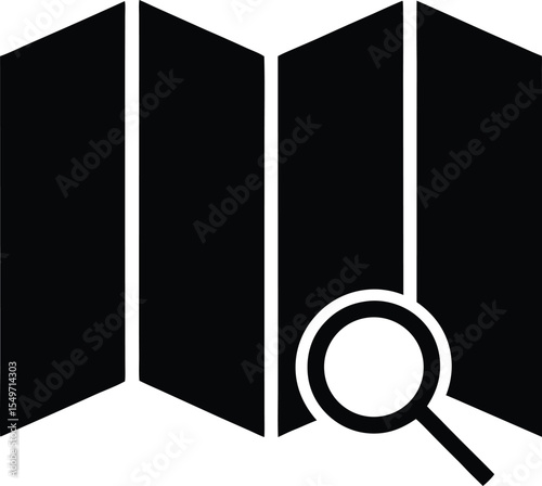 Map and Magnifying Glass Icon Exploring Destinations Travel Planning and Discovering New Places for Adventure