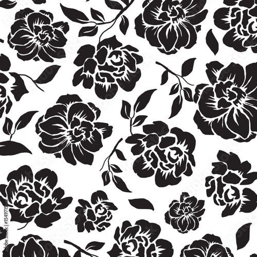 Flowers have organic shape with seamless background. Simple abstract floral pattern. Modern printing. Ideal for textile design, wallpaper, cards, posters and decoration.