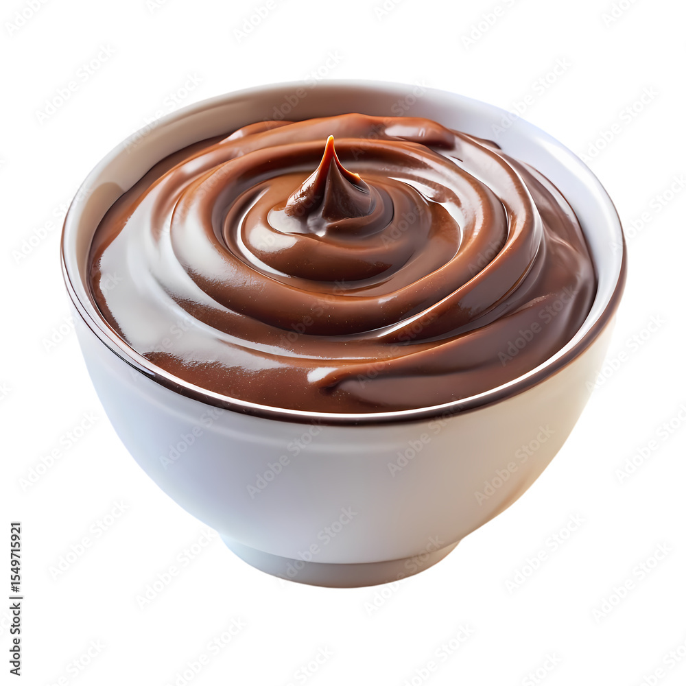 Rich Chocolate Pudding in a White Bowl isolated on transparent baackground Rich Chocolate Pudding in a White Bowl isolated on transparent baackground