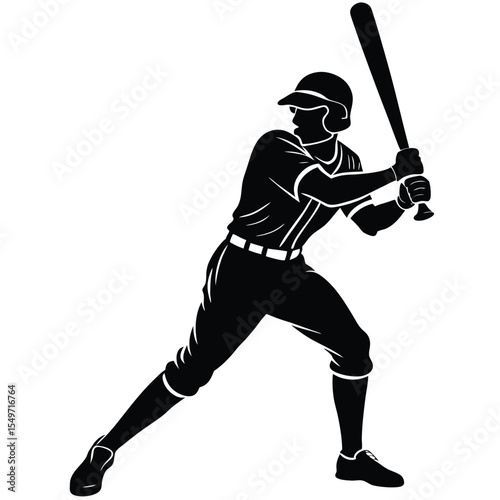 Silhouette of a baseball player in batting stance holding a bat