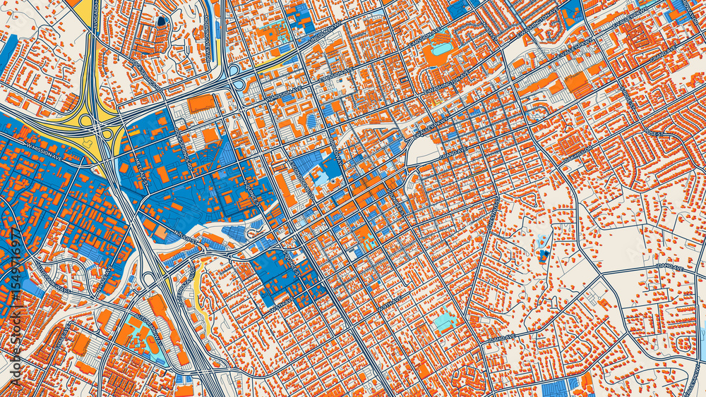Obraz premium Colorful Escondido Street Map with Labels and Buildings