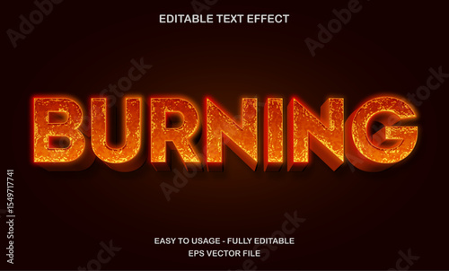 Editable text Effect burning red neon glow style