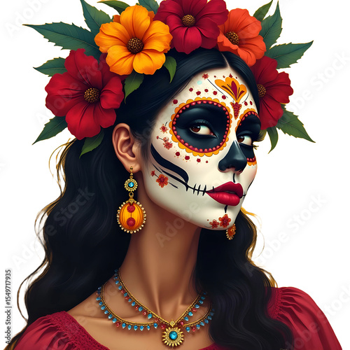 Wallpaper Mural illustration of awoman on the dia de los muertos, isolated, png,  Dia dos Mortos,Day of the Dead, png Torontodigital.ca