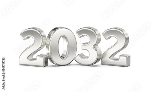 Metallic Silver 2032 Year Illustration