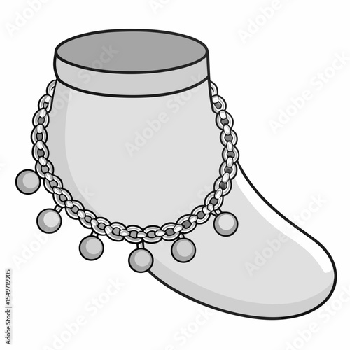 Minimal Silver Anklet Vector Illustration