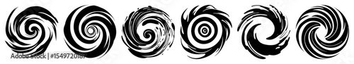 minimal spiral symbols – vector ink swirl icons in brush style