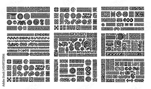 ethnic vector pattern collection – tribal geometric ornament set