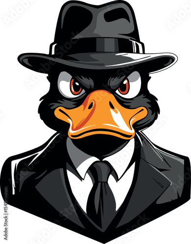  A logo depicting a duck dressed like a mafia boss, symbolizing a humorous take on mob culture.