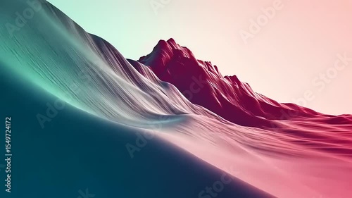 Surreal Teal and Crimson Mountainscape