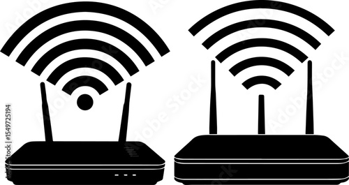 Wireless Wi-Fi Router with Signal Waves - Internet Connectivity and Network Device