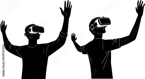 People Experiencing Virtual Reality - Immersive VR Headset and Metaverse Concept