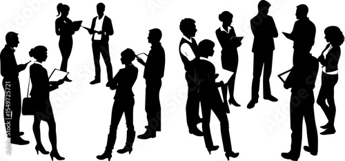 Business Networking Event Silhouettes - Professional Communication & Group