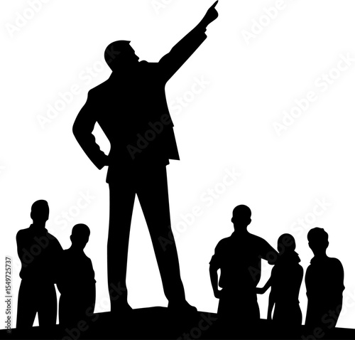 Inspirational Leader with Vision - Guiding Team & Public Speaking Silhouette