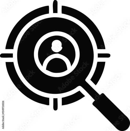 Recruitment and human resources concept with person inside a target symbol representing focus icon
