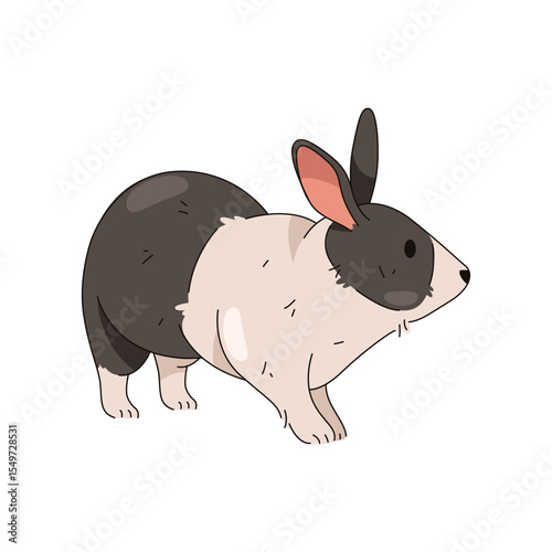 Easter bunny or rabbit animal. Vector cartoon forest or woodland hare, wood herbivore mammal. Nature symbol and zoology emblem. Farm pet or spring holiday sign. Sitting meadow fauna. Biology poster.