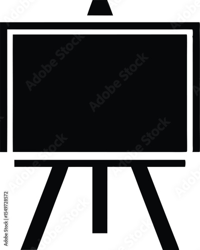 Black Silhouette of an Easel with a Blank Canvas for Artistic Creations