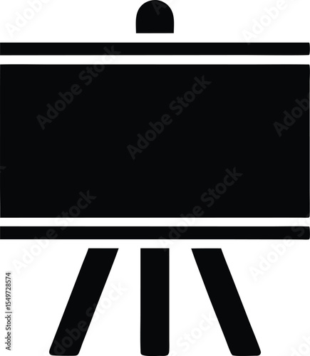 Black Presentation Board Icon on White Background Simple Easel Symbol for Business