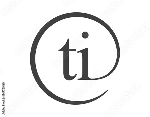 TI logo from two letter with circle shape email sign style. T and I round logotype of business company