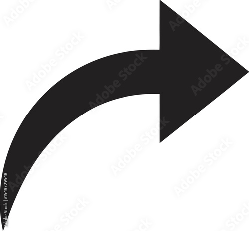 Black Share Icon with Curved Tail and Arrowhead Isolated on White Background Vector