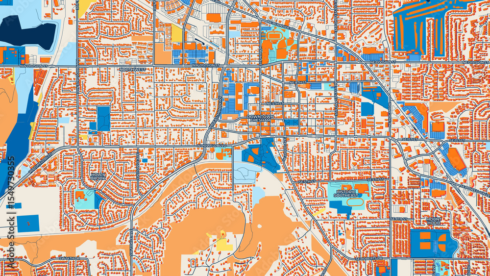 Fototapeta premium Colorful Gresham Street Map with Labels and Buildings