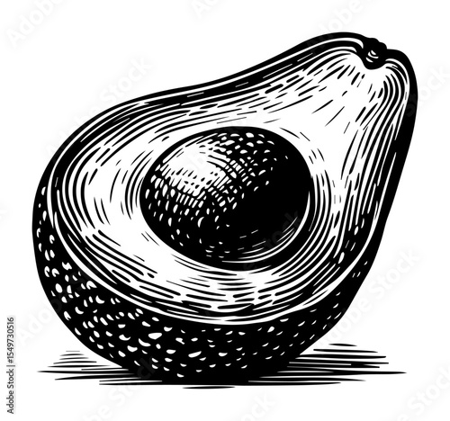 avocado half with seed organic shape vector silhouette