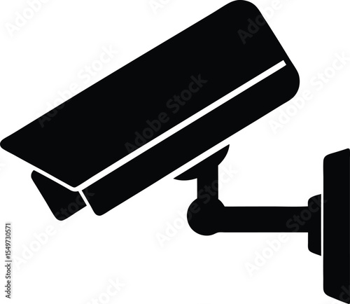 Black Silhouette of a Security Camera on a White Background Surveillance System