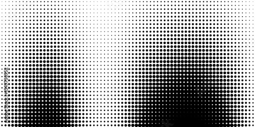 Set of halftone dots gradient pattern texture isolated on white background. Straight dotted spots using halftone circle dot raster texture. Vector blot half tone collection.