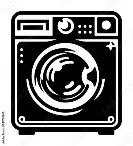 washing machine home appliance black vector shape illustration