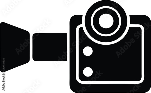 Simple Black and White Camcorder Icon for Videography and Film Production Projects