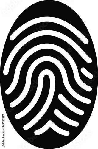 Simple Black and White Fingerprint Icon for Identification or Security Purposes