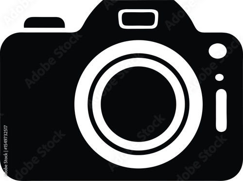 Simple Black and White Camera Icon for Photography and Videography Projects