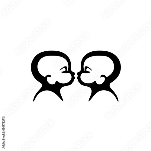 Twin infants icon baby siblings vector 