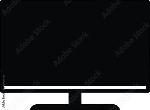 Simple Black and White Monitor Icon for Technology and Design Projects