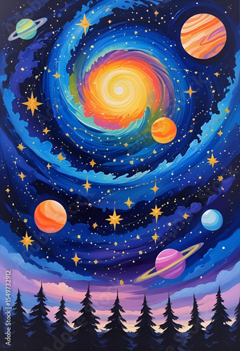 night landscape with space