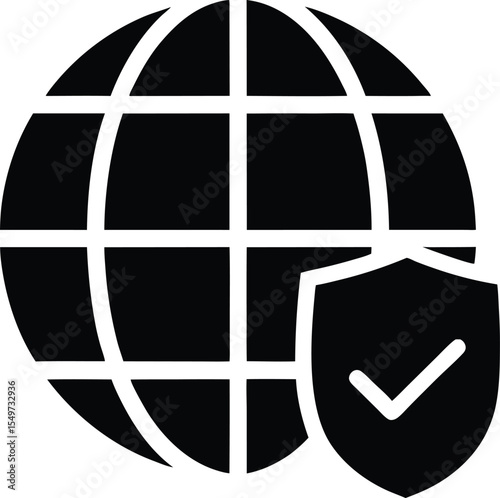 Secure Global Network Connection with Shield and Checkmark Data Protection and Privacy