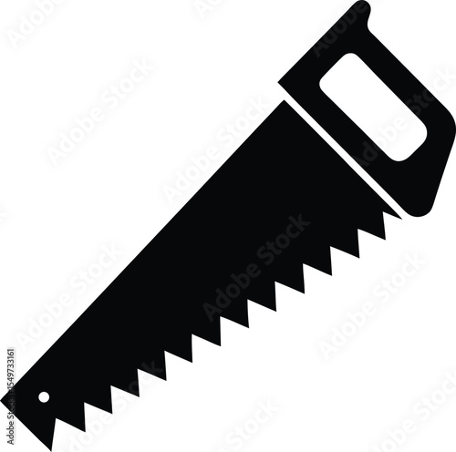 Simple Black and White Hand Saw Illustration for Carpentry Woodworking and Construction Projects