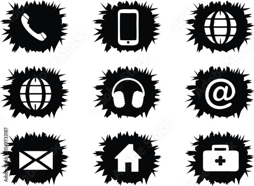 Set of Communication and Contact Icons,Collection of Contact and Communication Icons,Contact and Communication Icon Set,social media & contact icons set,call, location, globe,website, telephone, cell,