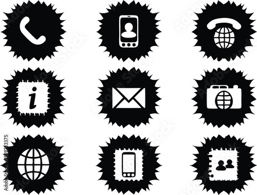 Set of Communication and Contact Icons,Collection of Contact and Communication Icons,Contact and Communication Icon Set,social media & contact icons set,call, location, globe,website, telephone, cell,