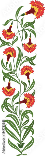 Traditional Mugahl flower motif illustrations. Beautiful hand drawn floral motifs.