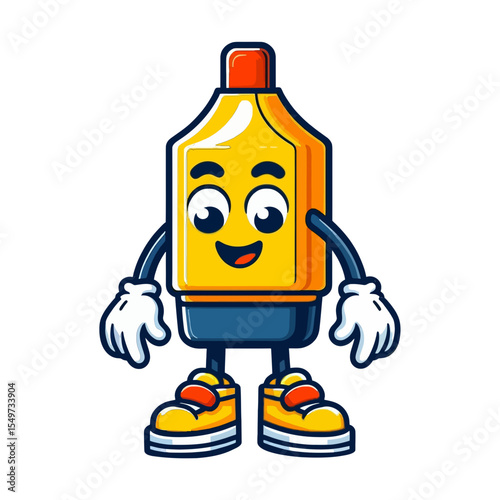 This playful, anthropomorphic yellow highlighter with a cheerful face is perfect for websites and blogs related to education, study, office supplies, or creative tools.

