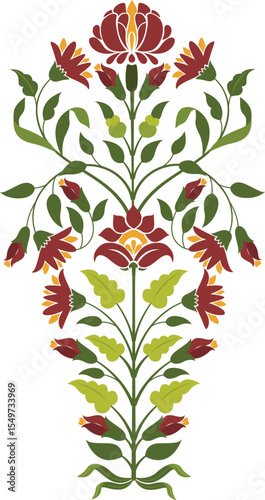Traditional flower motif illustrations. Beautiful Mughal hand drawn floral motifs.
