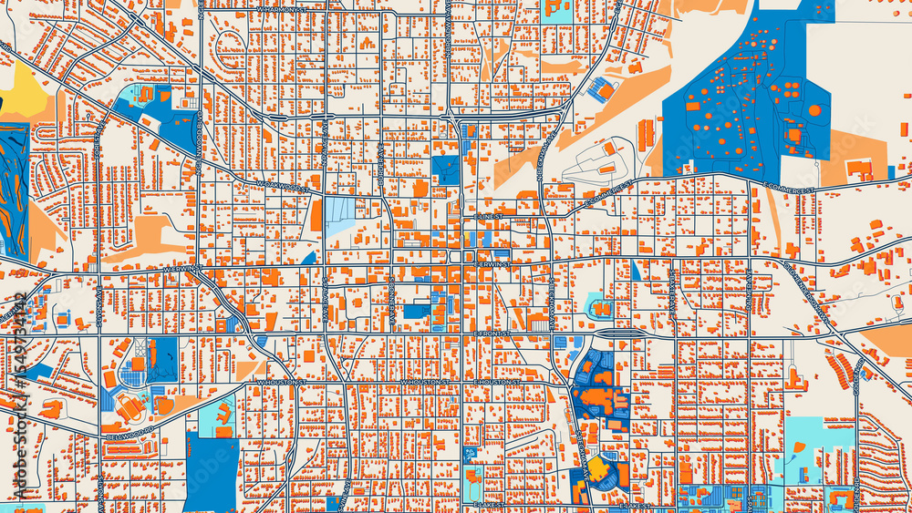Fototapeta premium Colorful Tyler Street Map with Labels and Buildings