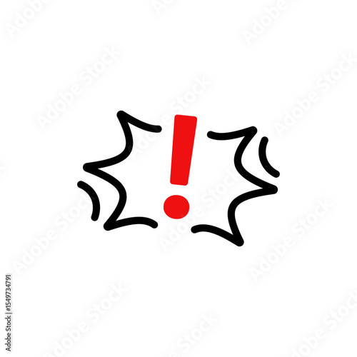A comic style exclamation mark with a red dot emphasizes alert and urgent communication.