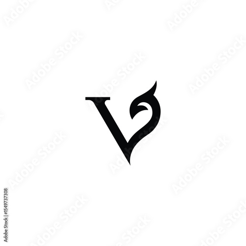 v phoenix logo. V and phoenix letter vector design for icon, symbol or logo