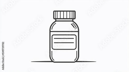 Minimal line icon of a medicine bottle with label and cap