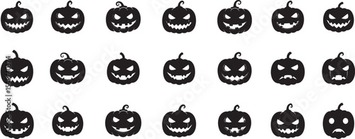 Halloween pumpkins pattern vector black and white holiday decoration october scary october autumn