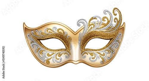 Venetian Gold Masquerade Mask - Luxury Costume Party Accessory Clipart
